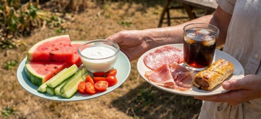 Deux assiettes servies pendant la canicule