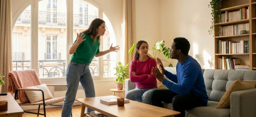 Groupe de colocataires qui se disputent