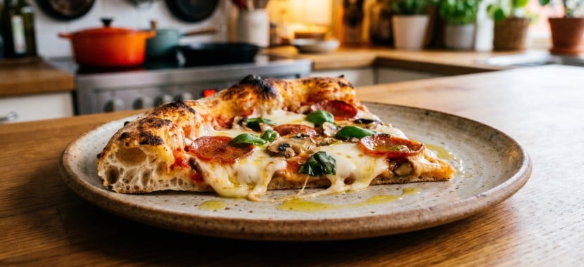 Part de pizza réchauffée