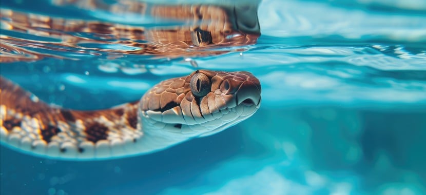un serpent dans une piscine